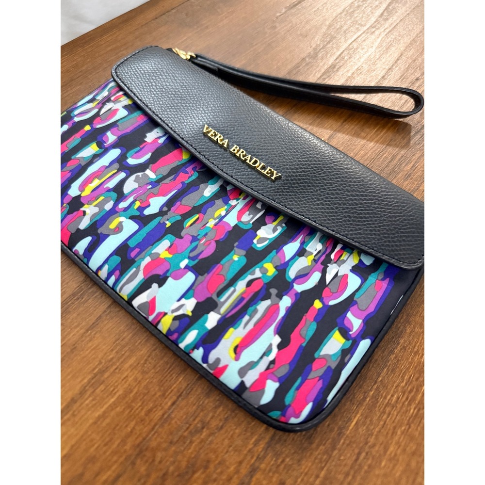 Vera Bradley Multicolor Watercolor Brushstrokes Wristlet Envelope Flap Clutch - Picture 4 of 7